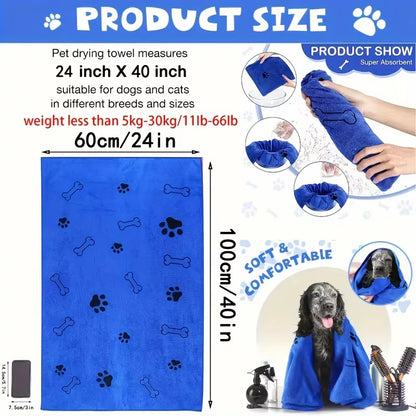 Super Absorbent Quick-Dry Microfiber Pet Towel for Dogs and Cats - Perfect Bath Towel for Medium Pets