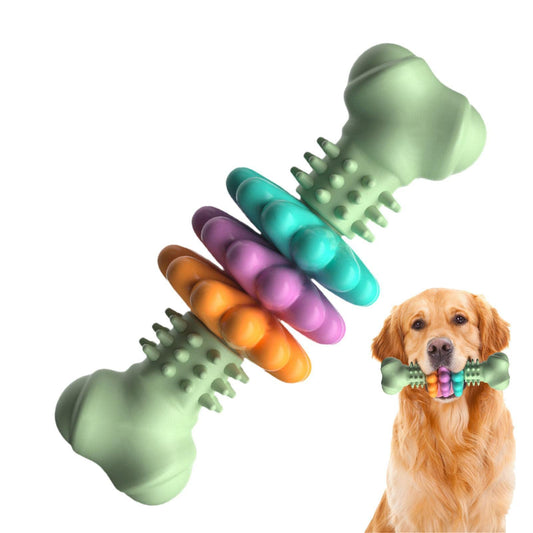 Indestructible TPR Dog Bone Chew Toy - Teeth Cleaning & Bite Resistant Teething Toy for Happy, Healthy Pets!