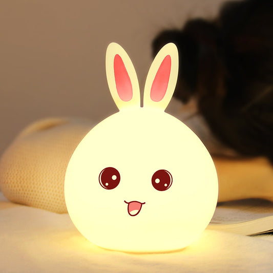 Adorable Touch Sensor Rabbit Night Light - Colorful Silicone LED Lamp for Kids
