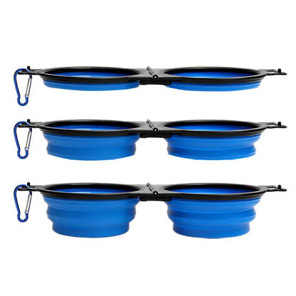 Ultimate Portable Foldable Dog Bowls - Perfect for Travel, Hiking & Camping with Secure Lock Clips for Food & Water
