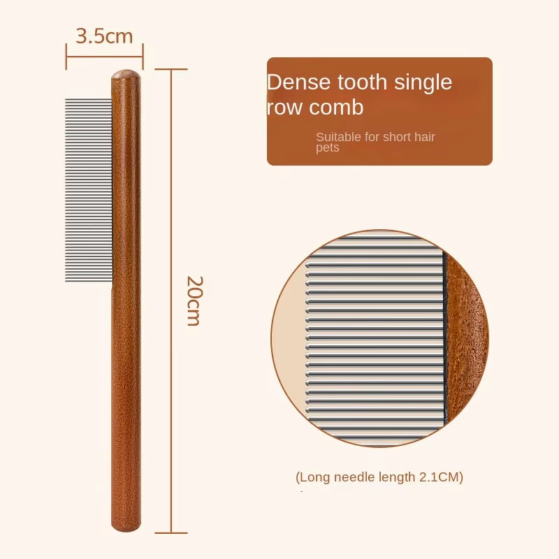 Ultimate Premium Stainless Steel Cat Comb with Elegant Wooden Handle - The Must-Have Grooming Tool for Cats & Dogs!