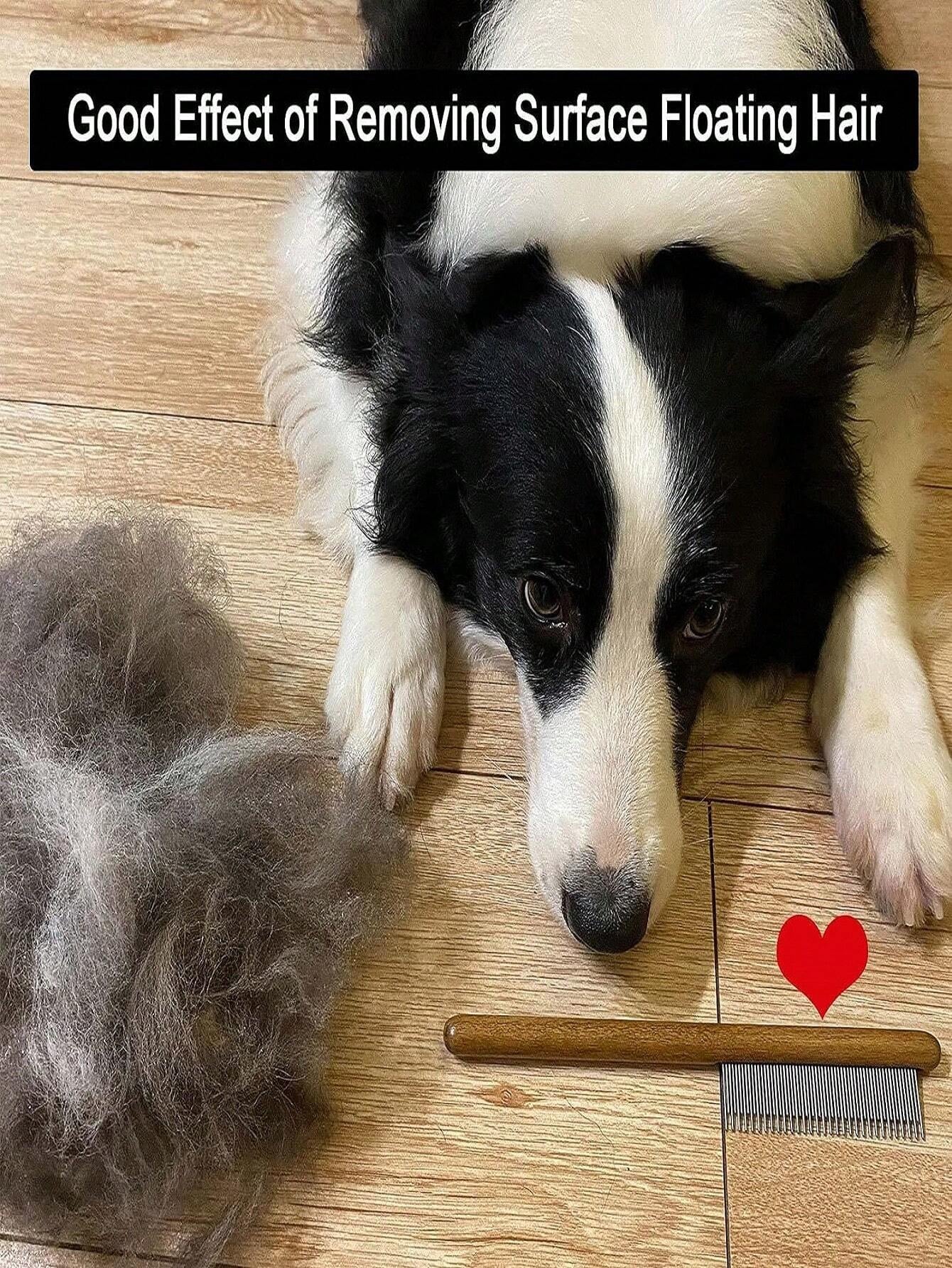 Premium Wooden Handle Pet Hair Removal Comb - Effective Deshedding Slicker Brush for Grooming Your Furry Friend