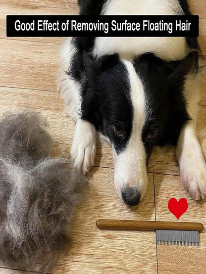 Premium Wooden Handle Pet Hair Removal Comb - Effective Deshedding Slicker Brush for Grooming Your Furry Friend