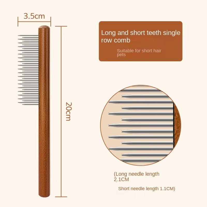 Ultimate Premium Stainless Steel Cat Comb with Elegant Wooden Handle - The Must-Have Grooming Tool for Cats & Dogs!
