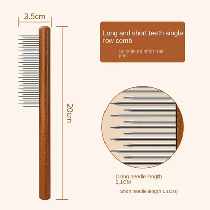 Ultimate Premium Stainless Steel Cat Comb with Elegant Wooden Handle - The Must-Have Grooming Tool for Cats & Dogs!