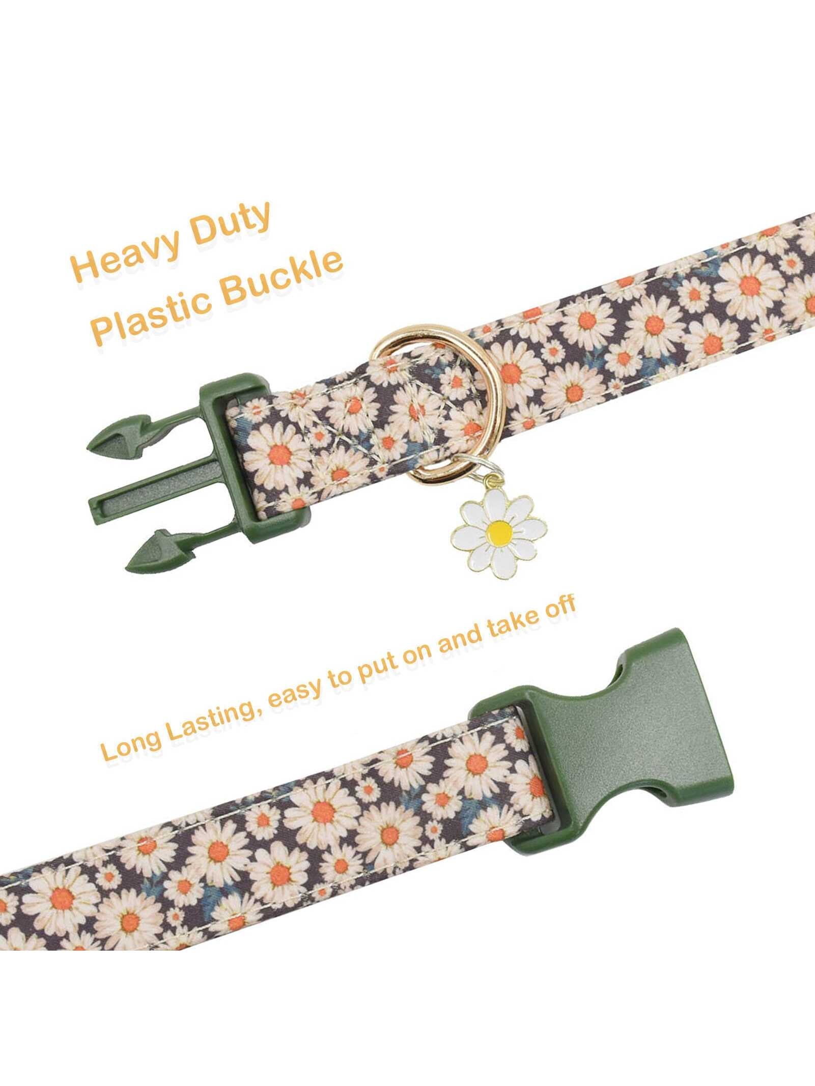 Stylish Flower Pattern Quick Release Dog Collar for Indoor & Outdoor Adventures