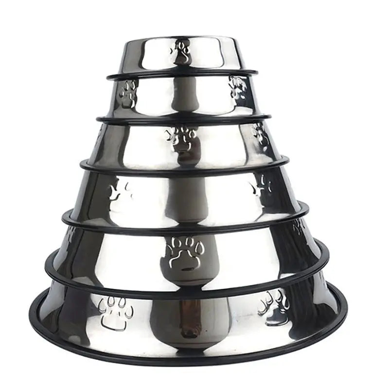 Stylish Skidproof Paw Stainless Steel Dog Bowl - Perfect Feeding Solution for Your Furry Friends in 6 Sizes