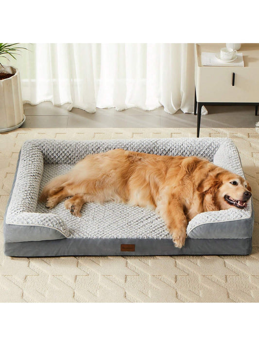 Premium Orthopedic Dog Bed for Medium Dogs - Waterproof, Supportive Foam Pet Sofa with Removable Washable Cover and Nonskid Bottom, Stylish Grey Design