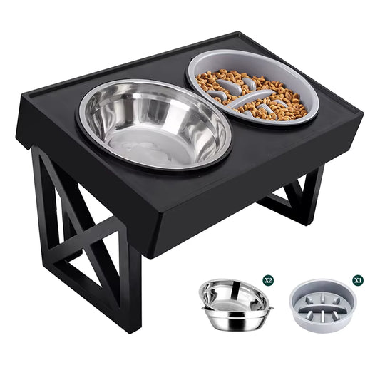 Elevate Your Dog's Dining Experience: Adjustable Slow Feeder Bowls for Medium to Large Dogs - 3 Heights for Optimal Comfort